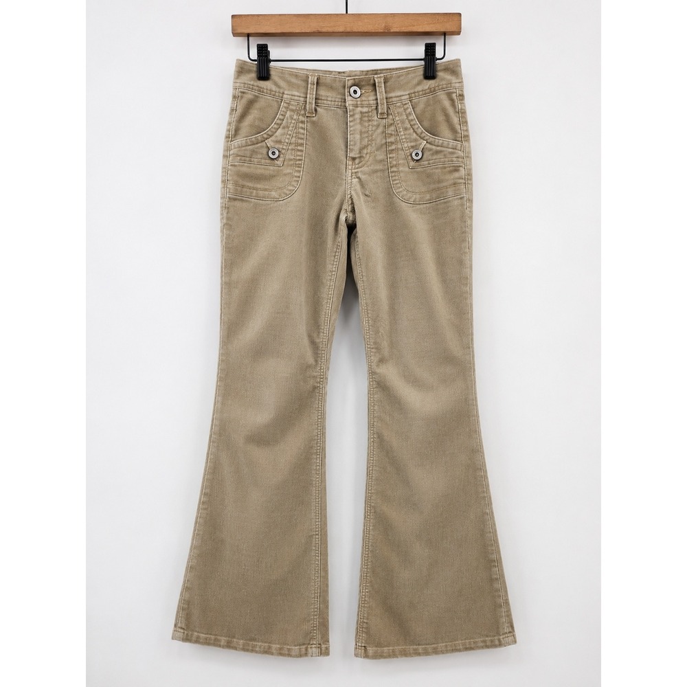 Unionbay Khaki Corduroy Flare Pants Tan Low Rise Stretch Size 3